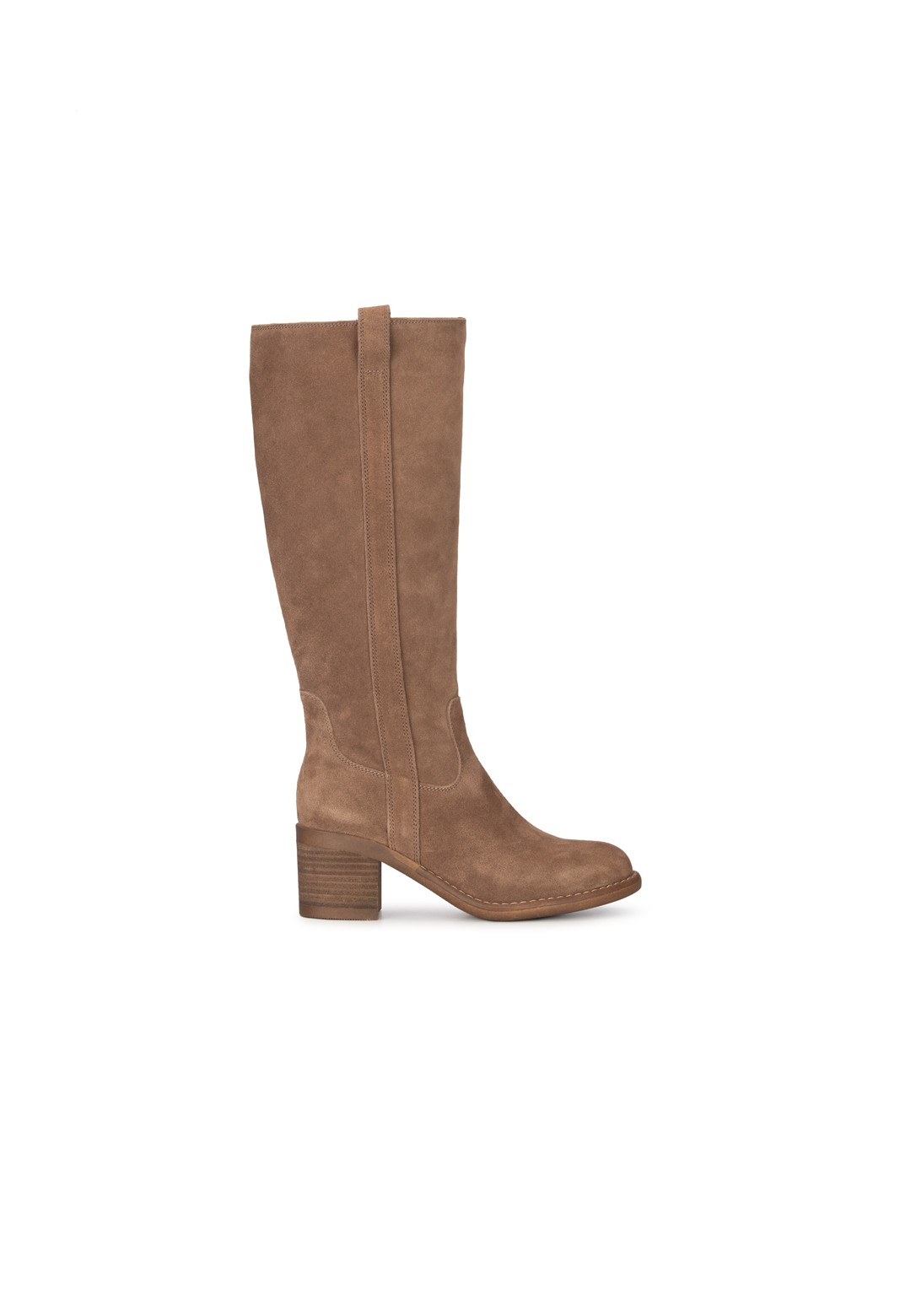 PS Poelman SAS taupe Wildleder kniehohe Stiefel – Seitenansicht