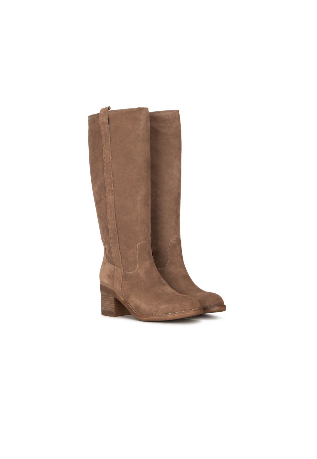 PS Poelman SAS Damen Stiefel taupe Wildleder – Paar schräg von vorne