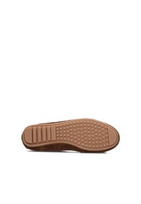 Zool van bruine suède loafer voor dames met gripprofiel