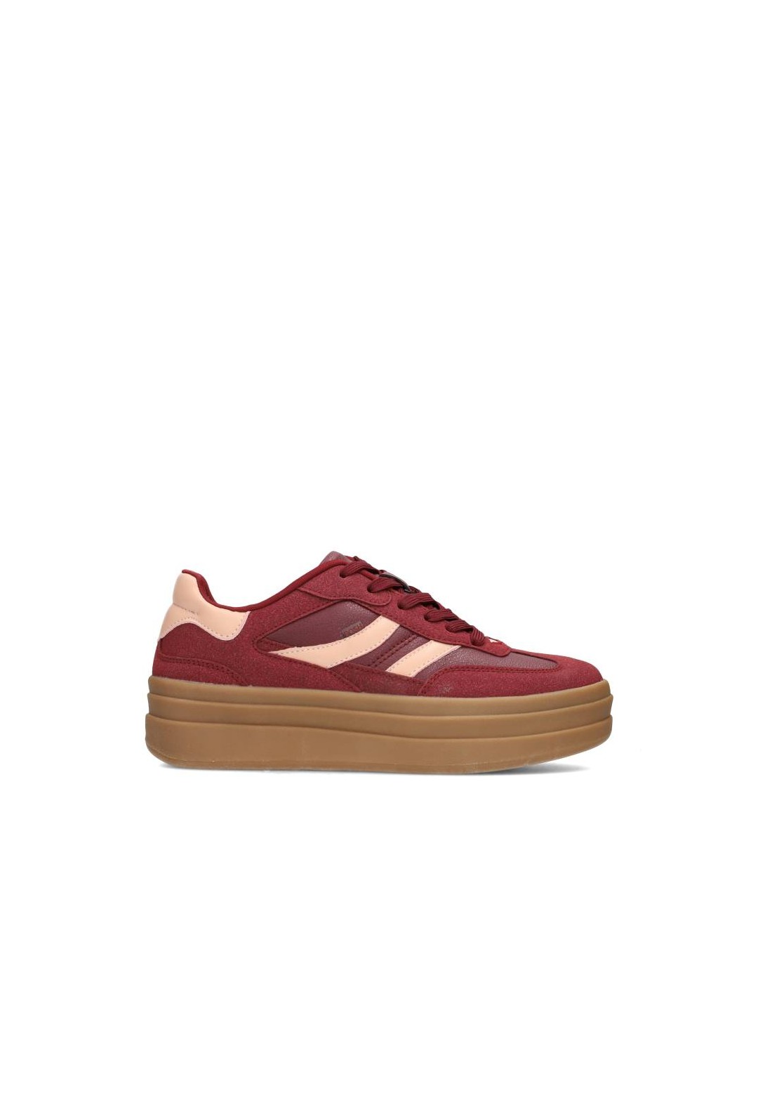 POSH by Poelman BODIE dames sneaker in bordeaux en roze – zijaanzicht