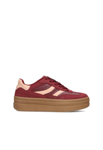 POSH by Poelman BODIE dames sneaker in bordeaux en roze – zijaanzicht