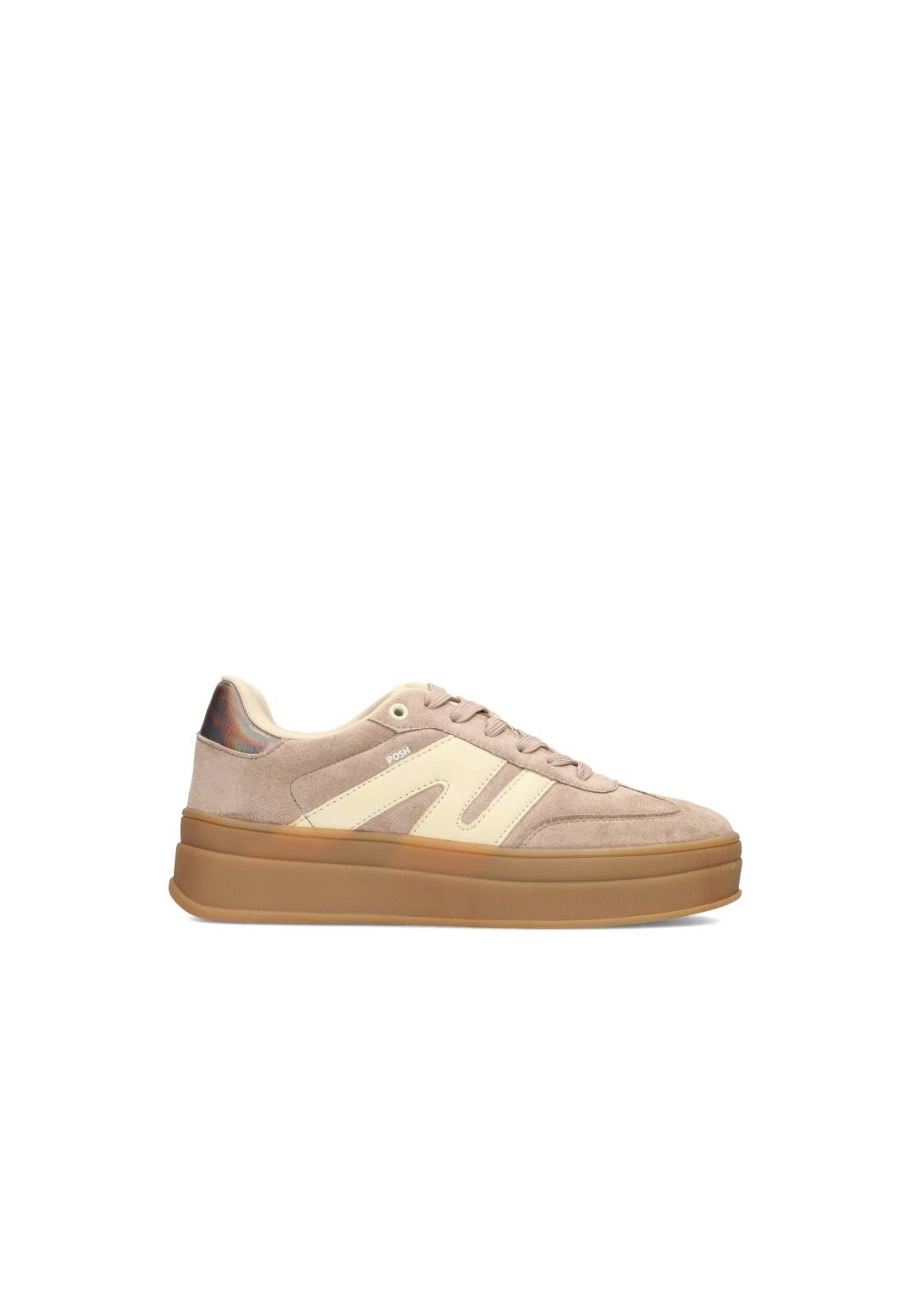 POSH by Poelman NOË Damen-Sneaker in Beige mit Offwhite – Seitenansicht