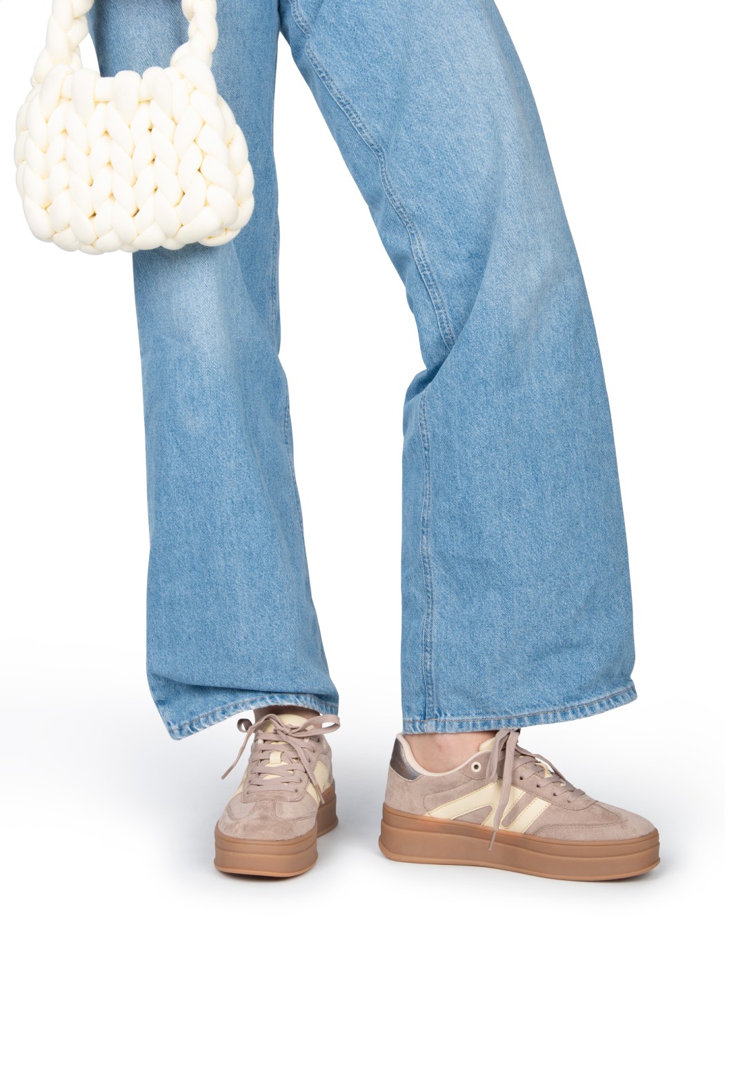 Beige Plateau-Sneaker von POSH by Poelman