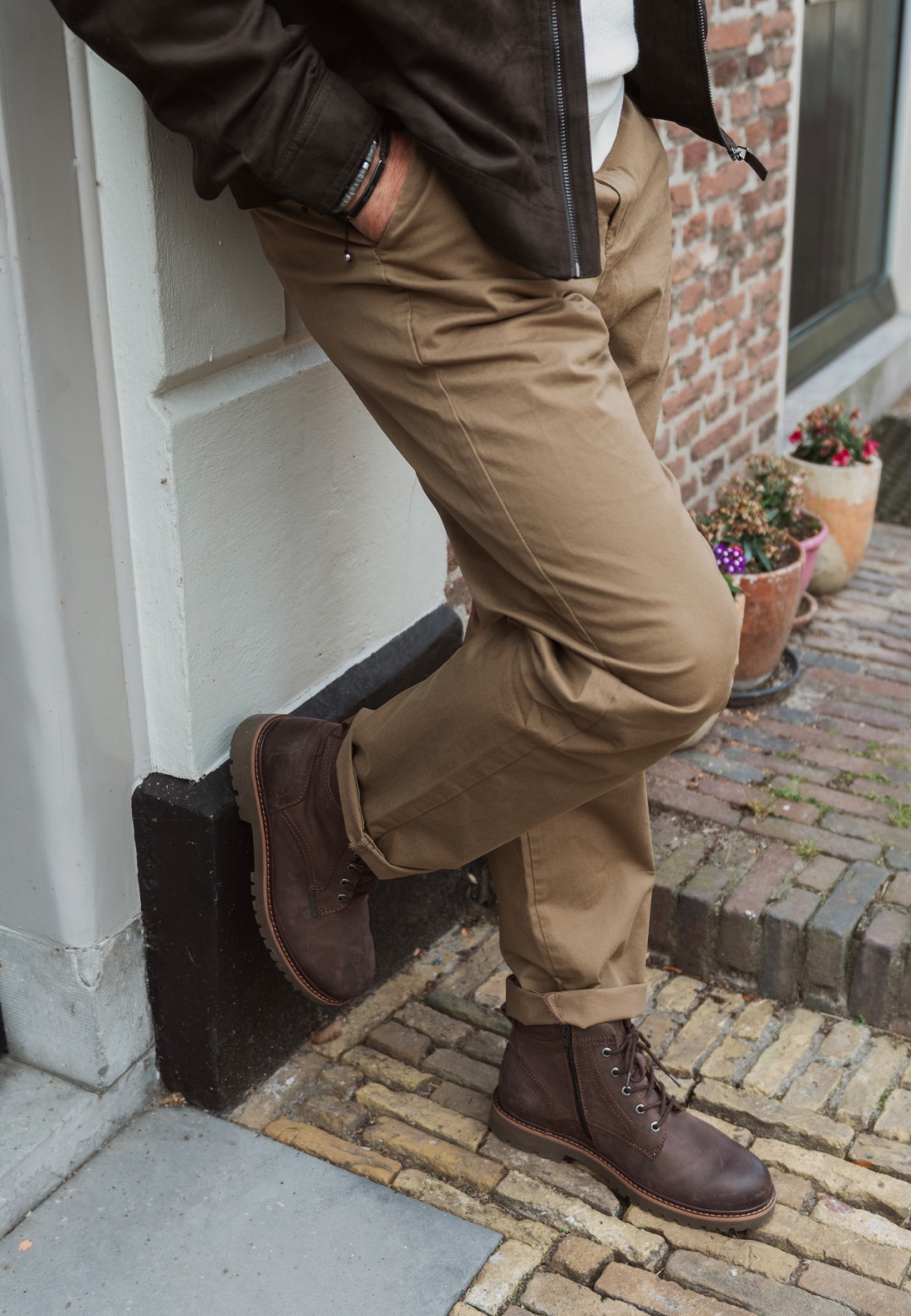 Bruine Toni heren veterschoenen – outdoor outfit met stoere leren schoenen