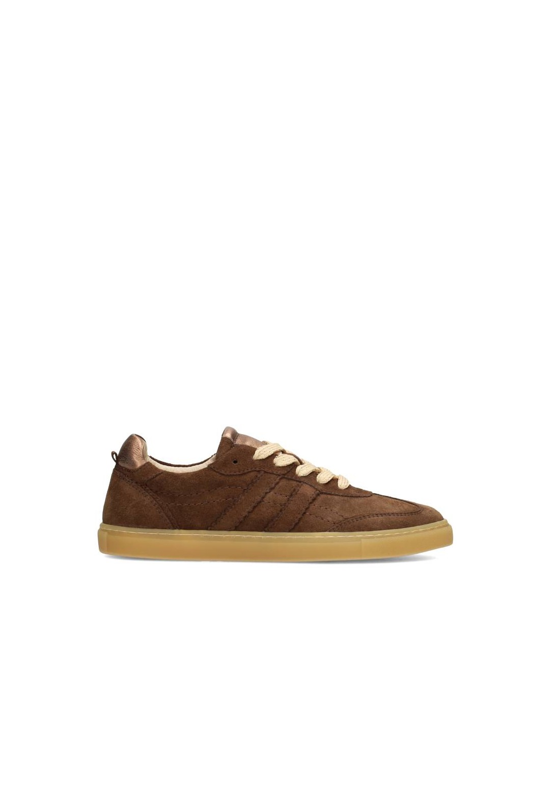 Bruine suède sneakers zijaanzicht – PS Poelman