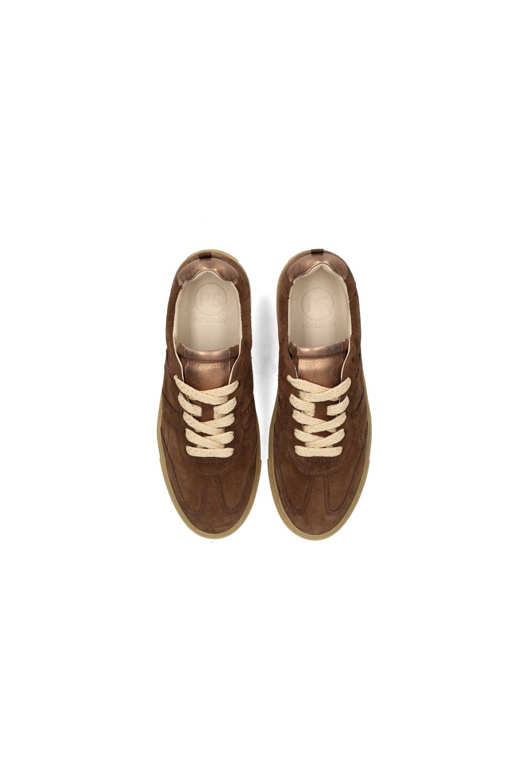 Bruine suède sneakers – bovenaanzicht