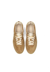 Camel suede sneakers – top view