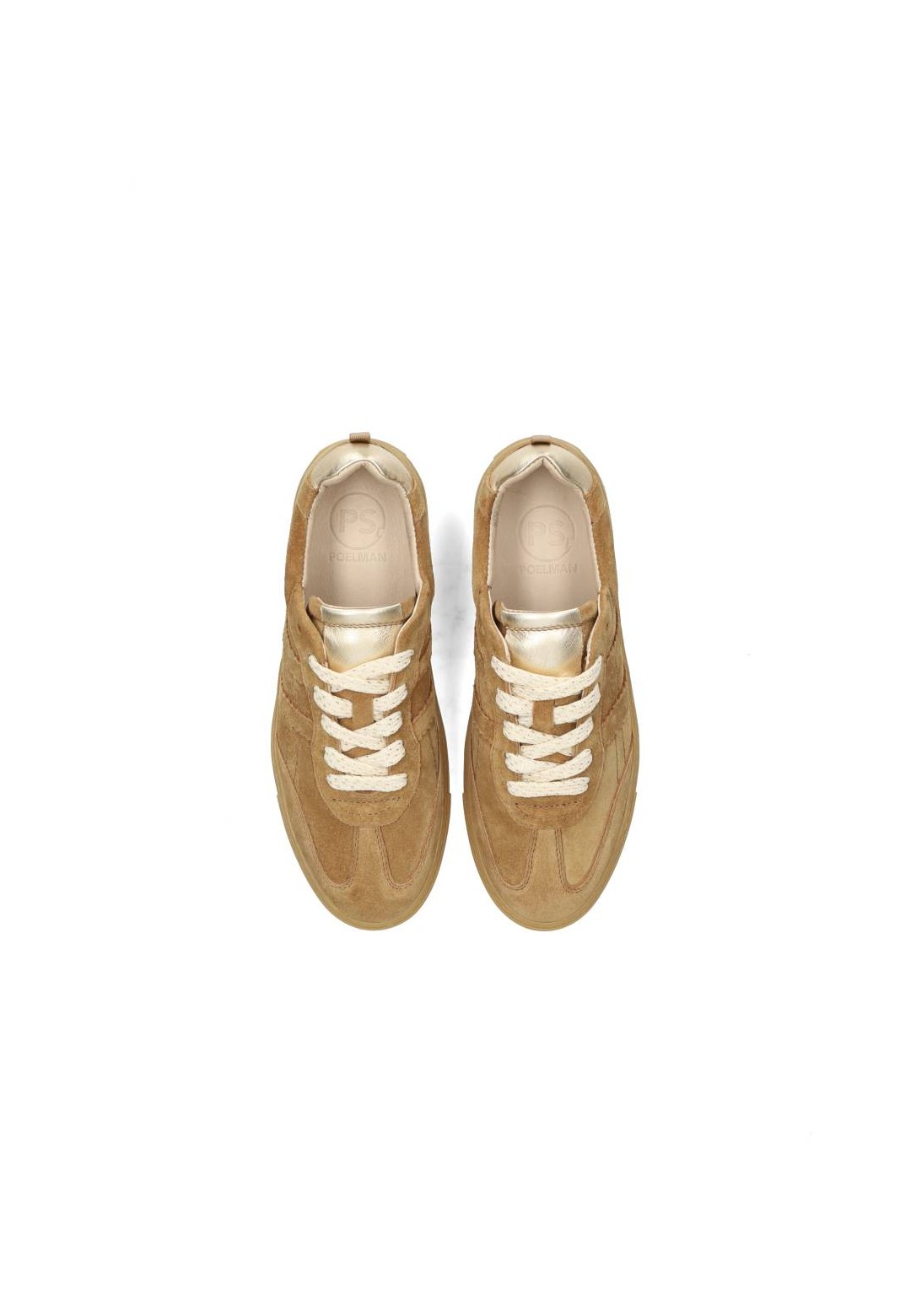 Camelfarbene Wildleder-Sneaker – Draufsicht
