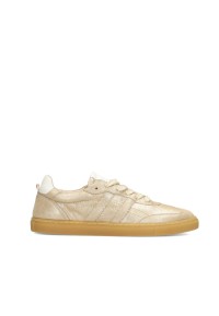 Metallic beige suède sneaker zijaanzicht – PS Poelman