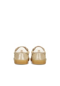 Metallic beige suède sneakers – achterkant
