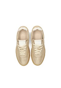 Metallic beige suède sneakers – bovenaanzicht