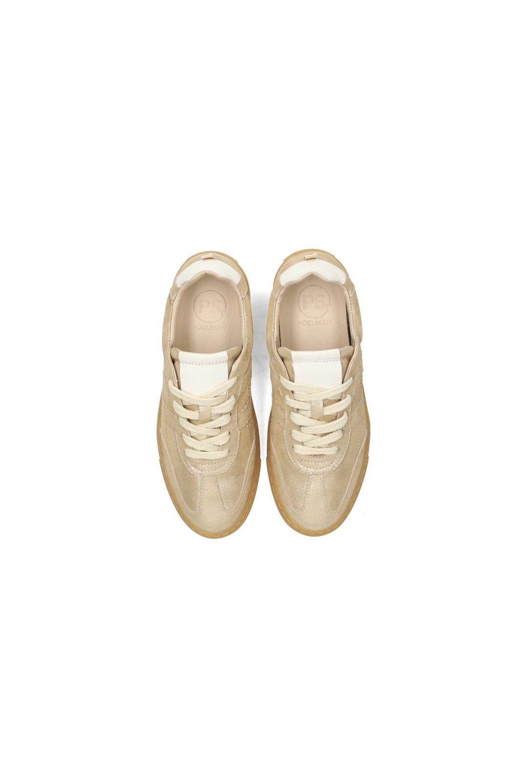 Metallic beige suède sneakers – bovenaanzicht