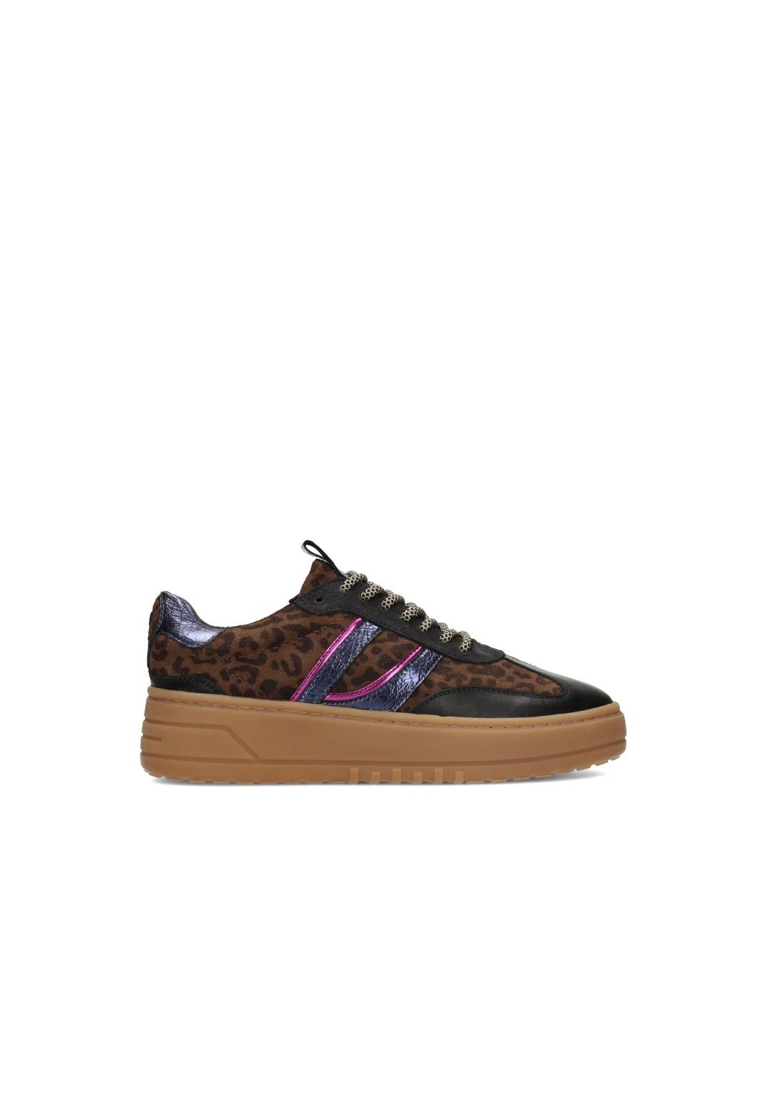 Side view of ANEMONE sneakers with leopard print