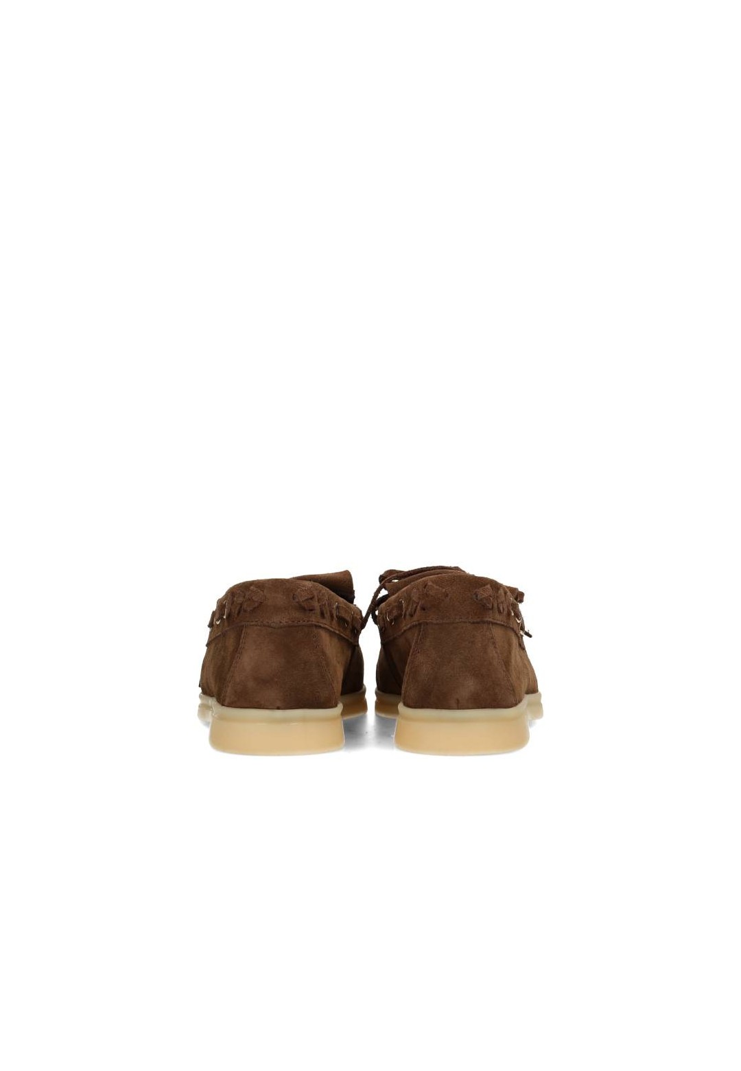 Achteraanzicht van bruine PS Poelman loafers