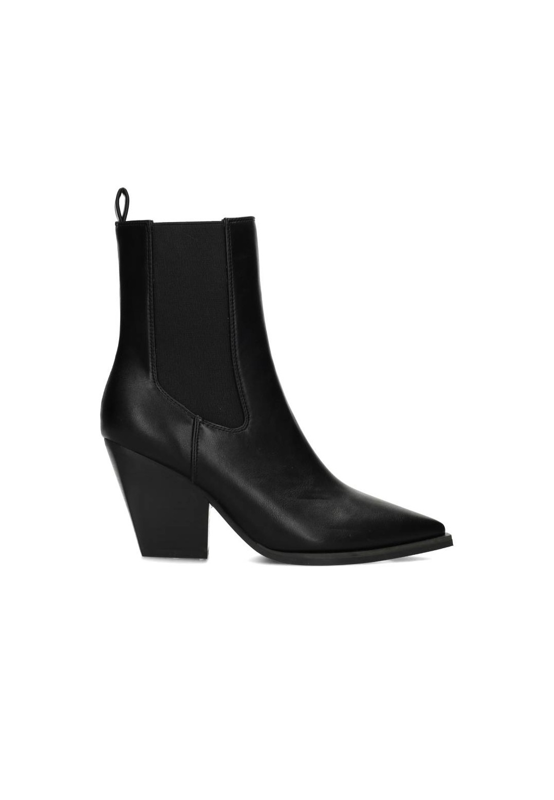 Schwarze MARIE Stiefelette mit 8,5 cm Absatz von POSH by Poelman – Seitenansicht