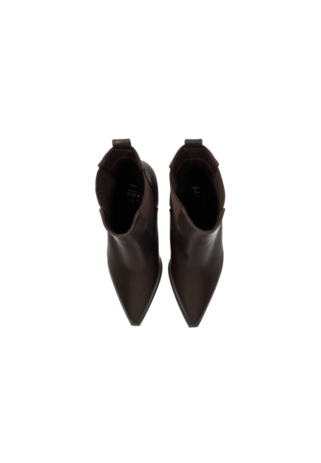 Draufsicht MARIE Stiefelette braun – schmale, spitze Form