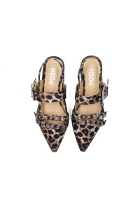 AVA slingbacks van bovenaf – panterprint en gespen