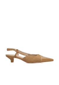 CHLOE slingback hakken in beige – zijaanzicht