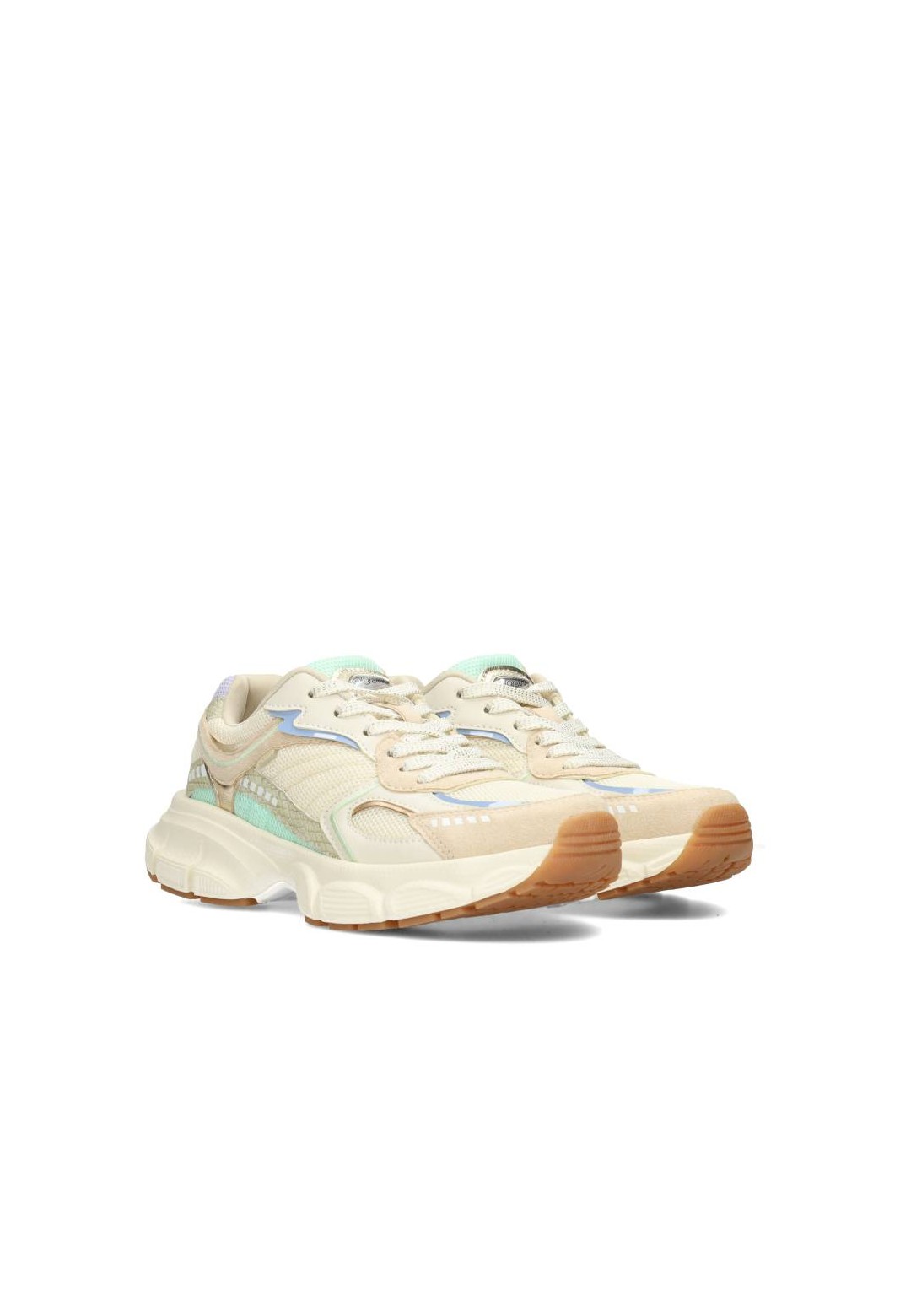 LISE sneaker schuin van voren met mesh, snakeprint en pastel accenten