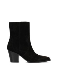 Black suede ankle boot for women with block heel – side view | HABOOB BEAU