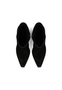 Top-down view of HABOOB BEAU ankle boots – black suede with pointed toe
