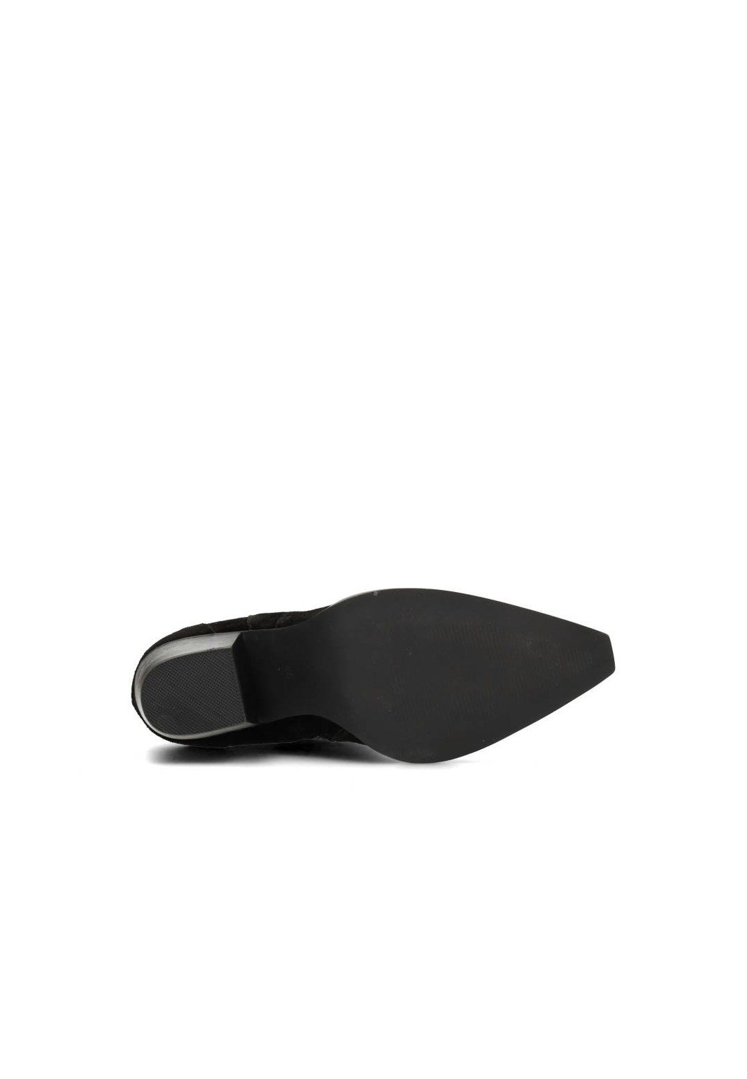 Sole and heel of HABOOB BEAU black suede boot – bottom view