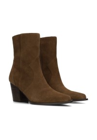 Brown suede HABOOB BEAU ankle boots – angled view with 8 cm heel