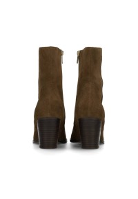 Rear view of brown suede ankle boots with block heel – HABOOB BEAU