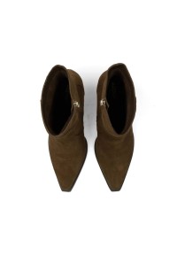 Top view of HABOOB BEAU ankle boots in brown suede – pointed toe
