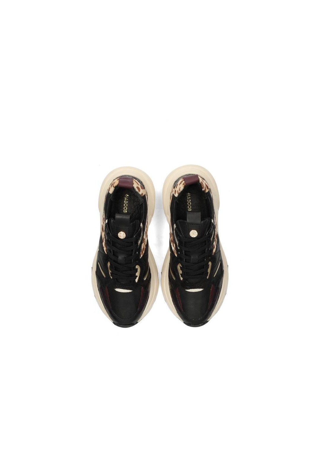 Bovenaanzicht HABOOB OLIVIA sneakers – leren upper met grafische veters