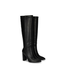 Black high boot side view – close-up of heel and shaft details.