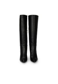 Front view of the boots – pointed toe and slim shaft.