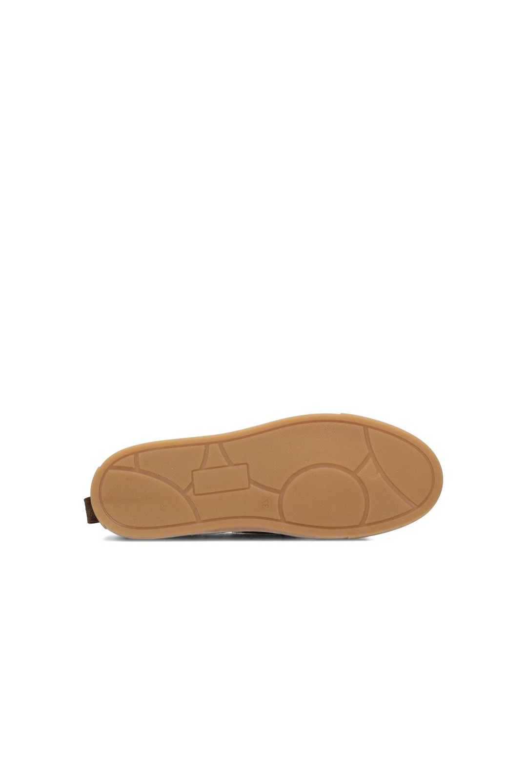 Outsole of dark brown loafer with grip pattern
