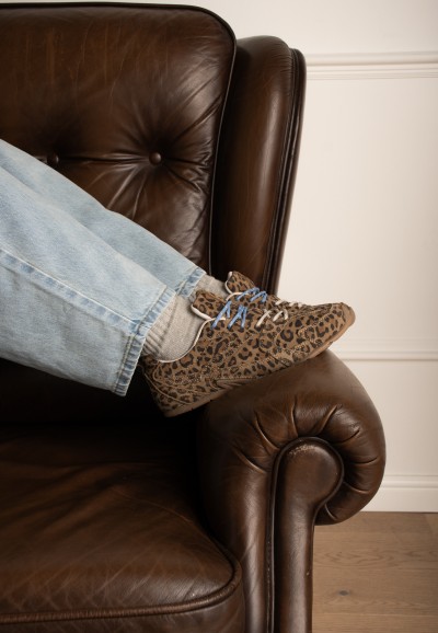 JENN sneaker with leopard print – angled front view