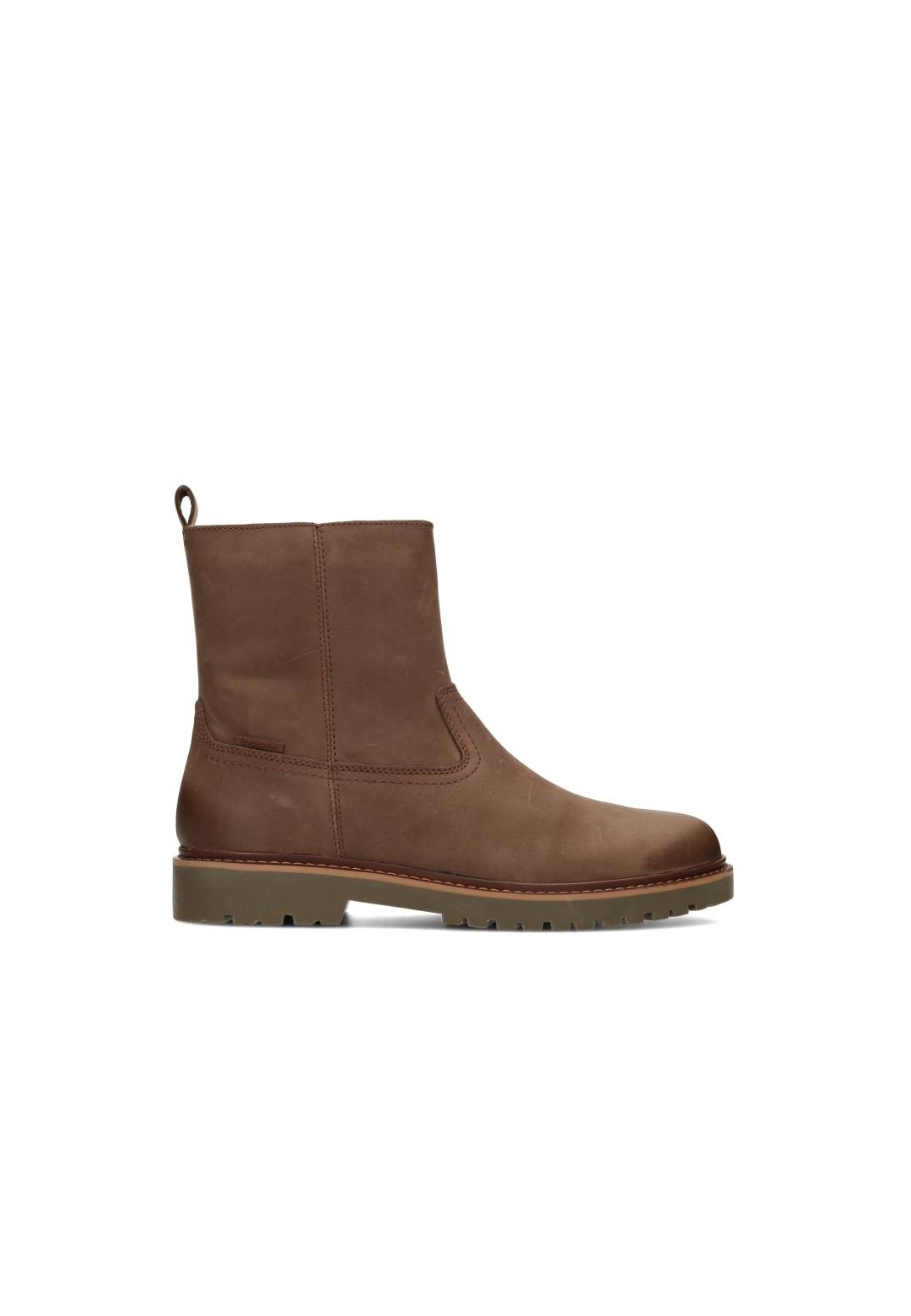 Toni ankle boot by PS Poelman – side view of brown men’s boot in nubuck leather with sturdy sole.