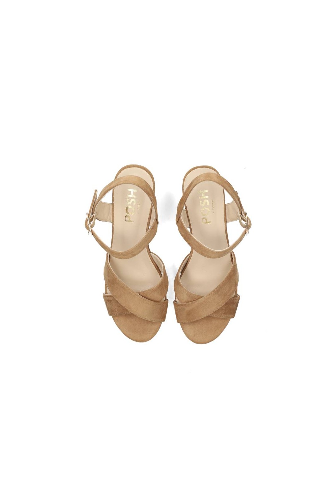 Top view POSH by Poelman MARY sandals with crossed straps beige