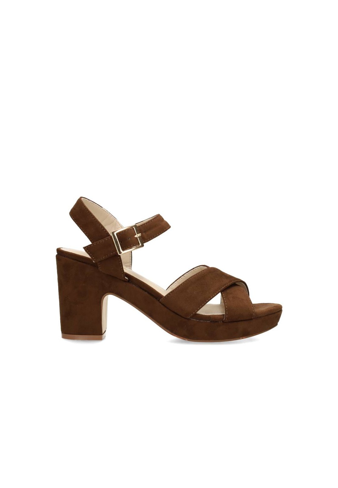 POSH by Poelman MARY sandalen met blokhak en enkelband bruin imitatiesuède