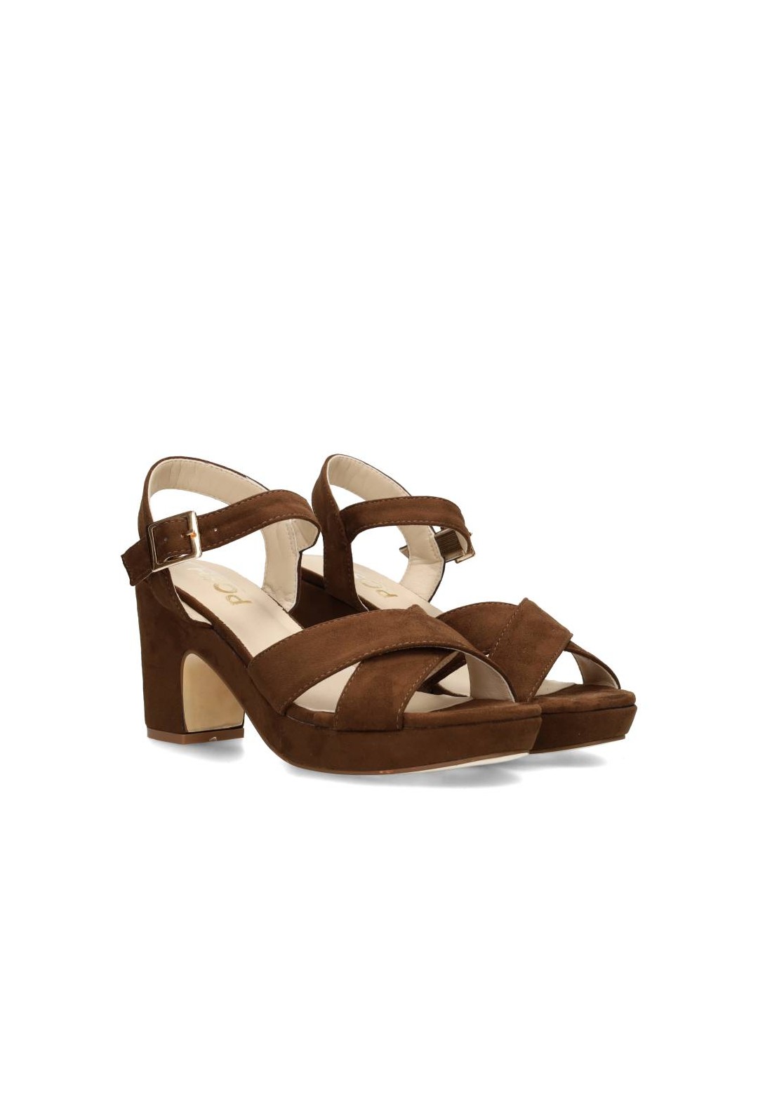 POSH by Poelman MARY platform sandals with crossed straps in brown