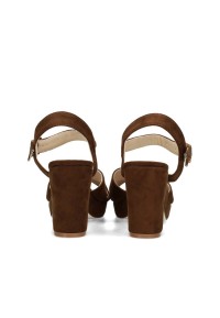 Back view POSH by Poelman MARY sandals with block heel and ankle strap