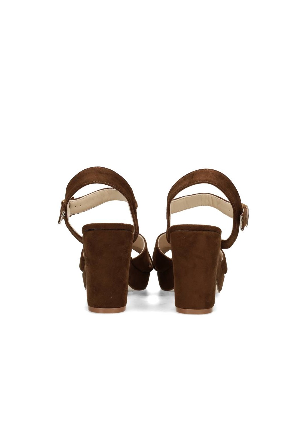 Back view POSH by Poelman MARY sandals with block heel and ankle strap