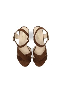Top view POSH by Poelman MARY sandals with crossed straps brown