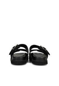 Rear view of the black sandals