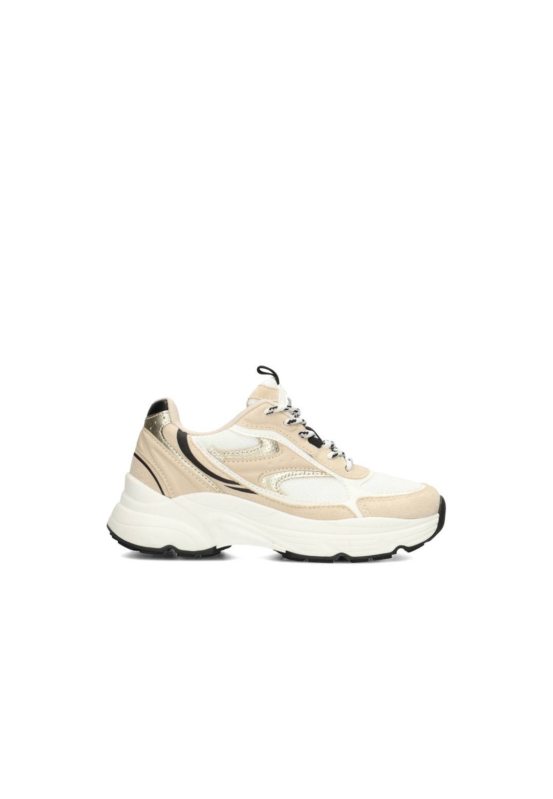 Beige sneaker with chunky sole, side view