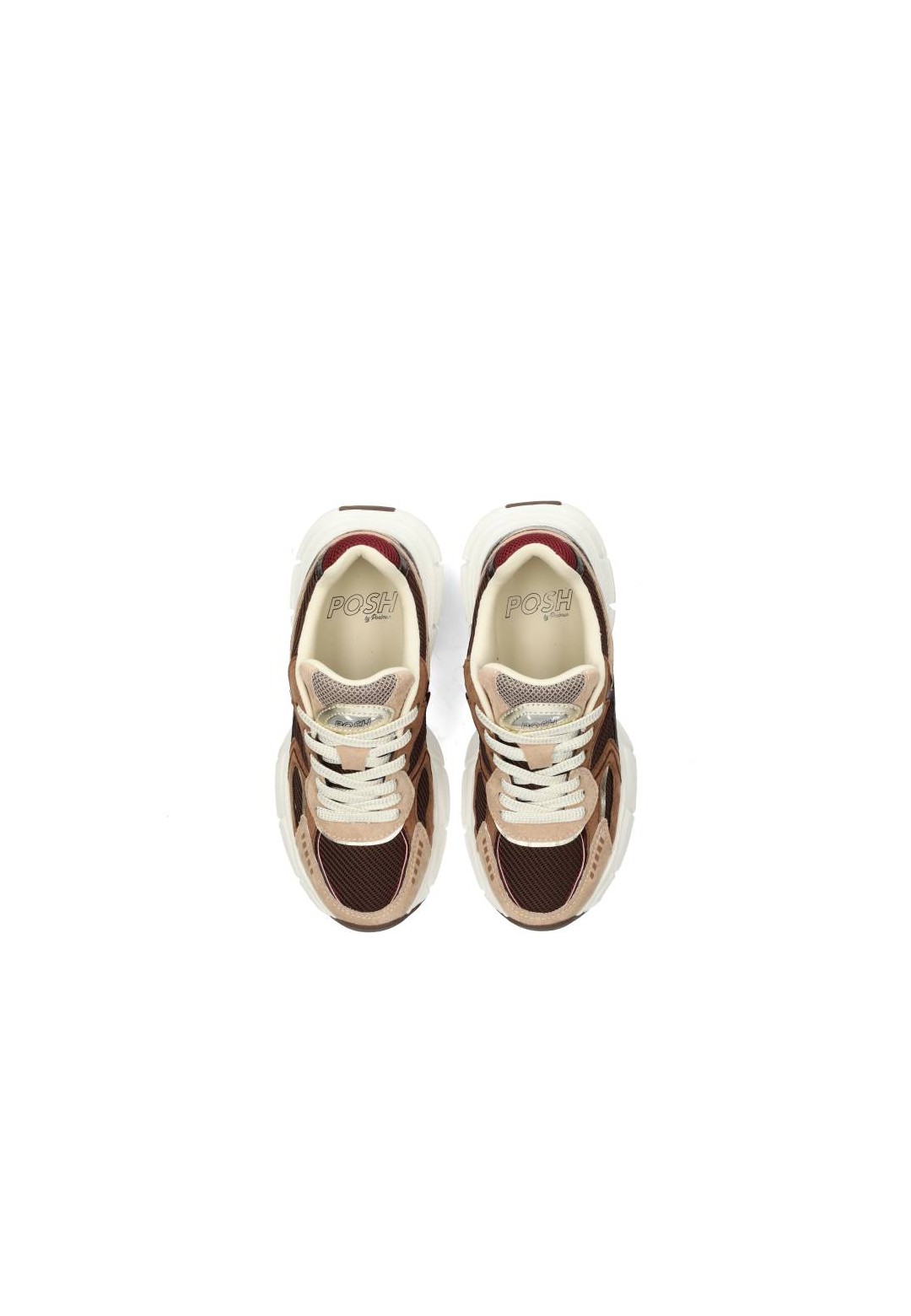 POSH by Poelman LISE Damen Sneaker braun beige – Draufsicht Paar
