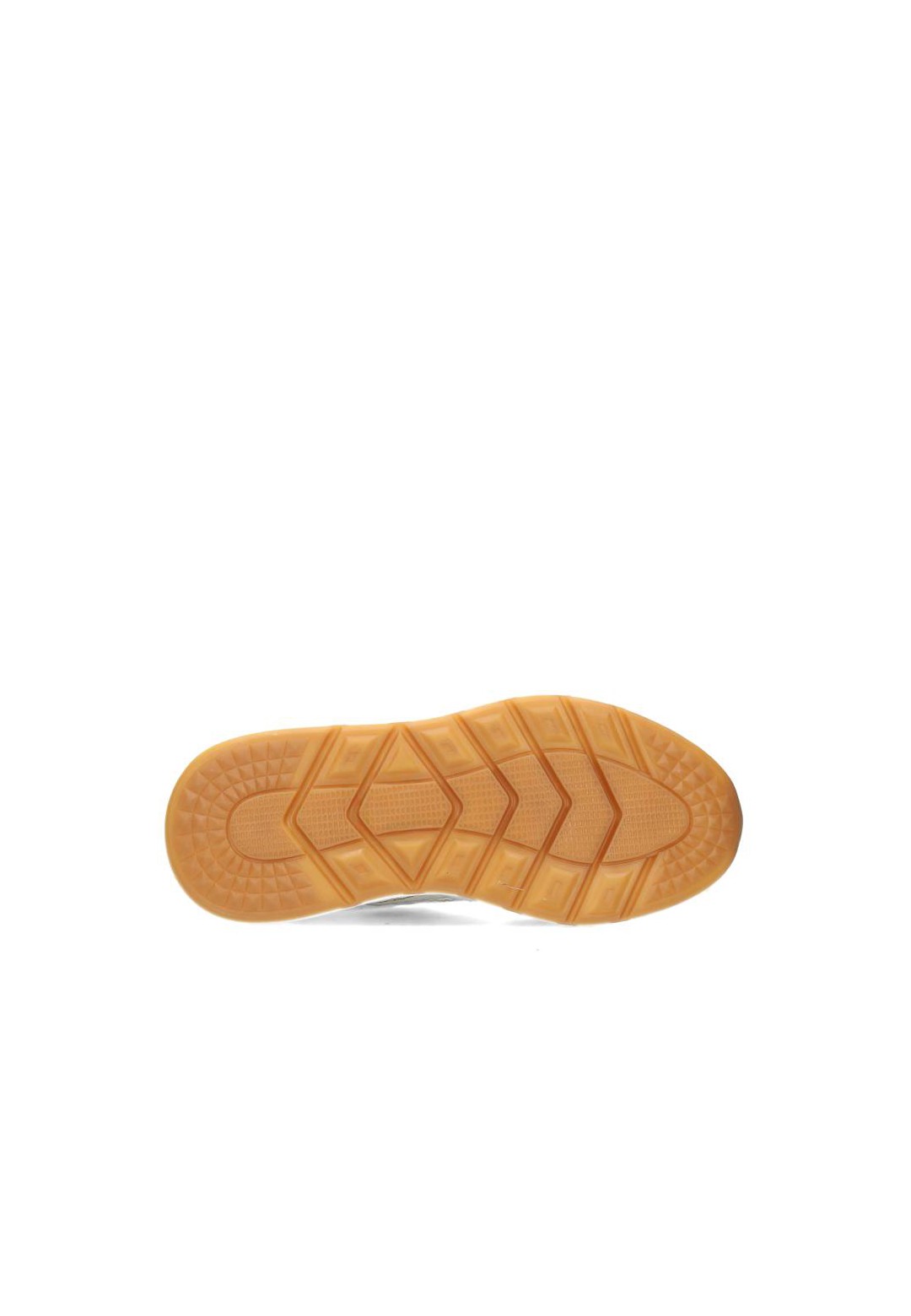 Onderkant van de CARO sneaker met rubberzool in camel kleur