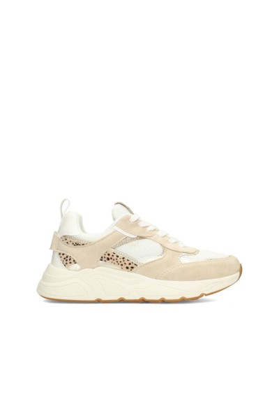 POSH by Poelman CARO dames sneaker in beige met animal detail – zijaanzicht