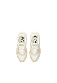 Bovenaanzicht van de CARO sneaker met witte veters en POSH logo