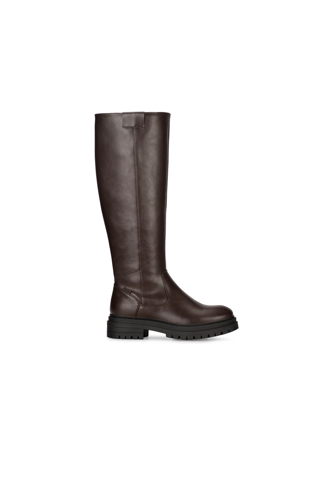 Donkerbruine dameslaars van imitatieleer met chunky zool – POSH by Poelman FAY zijaanzicht