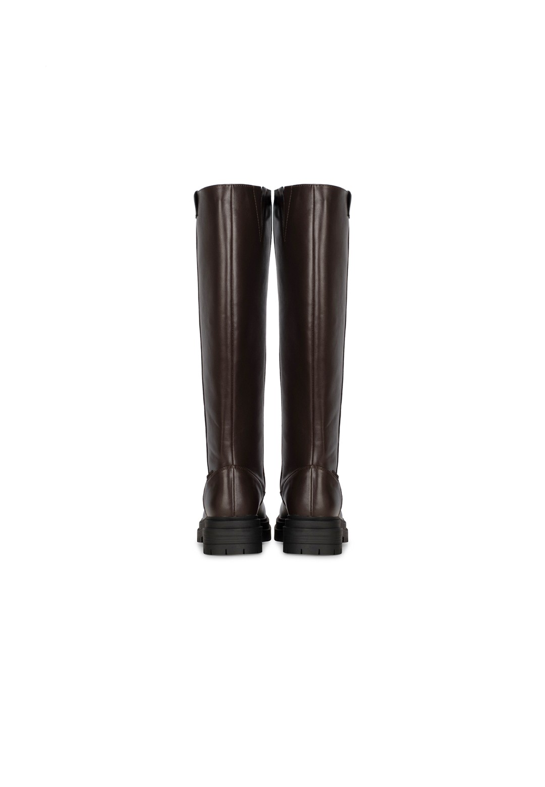 Achteraanzicht FAY laarzen – donkerbruine dames boots met hoge schacht en chunky hak