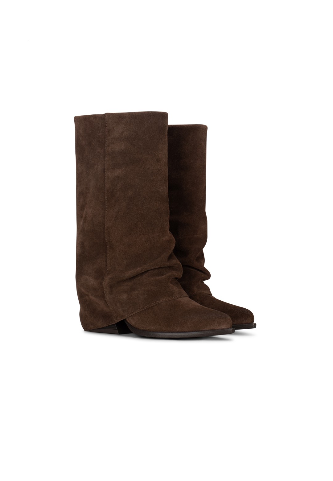 Angled side view of the CELESTE suede boot